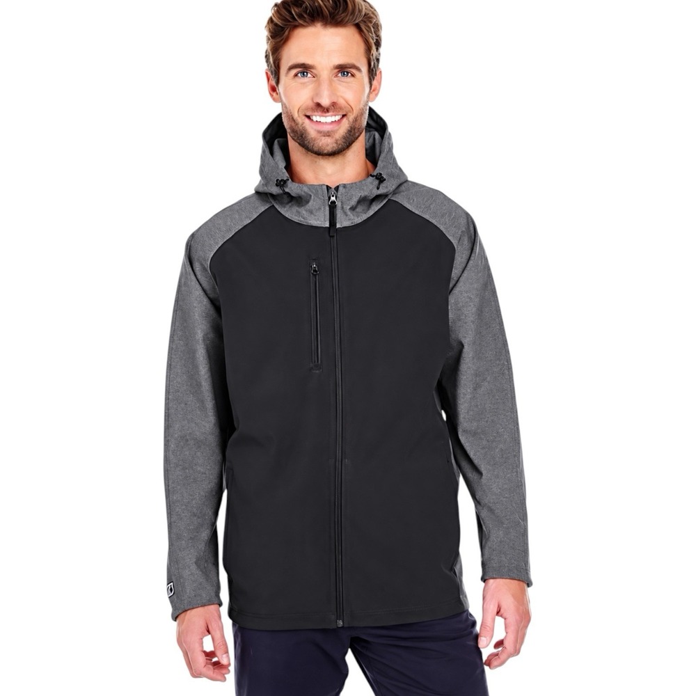 Holloway Raider Soft Shell Jacket Men's L Gray Black Full Zip Hooded